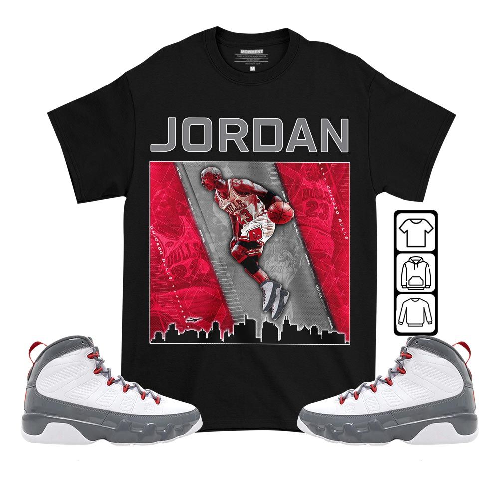 Custom 23 City Sneaker Shirt Match Fire Red 9s, Jordan 9 Retro Fire Red MKO T-Shirt Custom 23 City Sneaker Shirt Match Fire Red 9s, Jordan 9 Retro Fire Red MKO T-Shirt