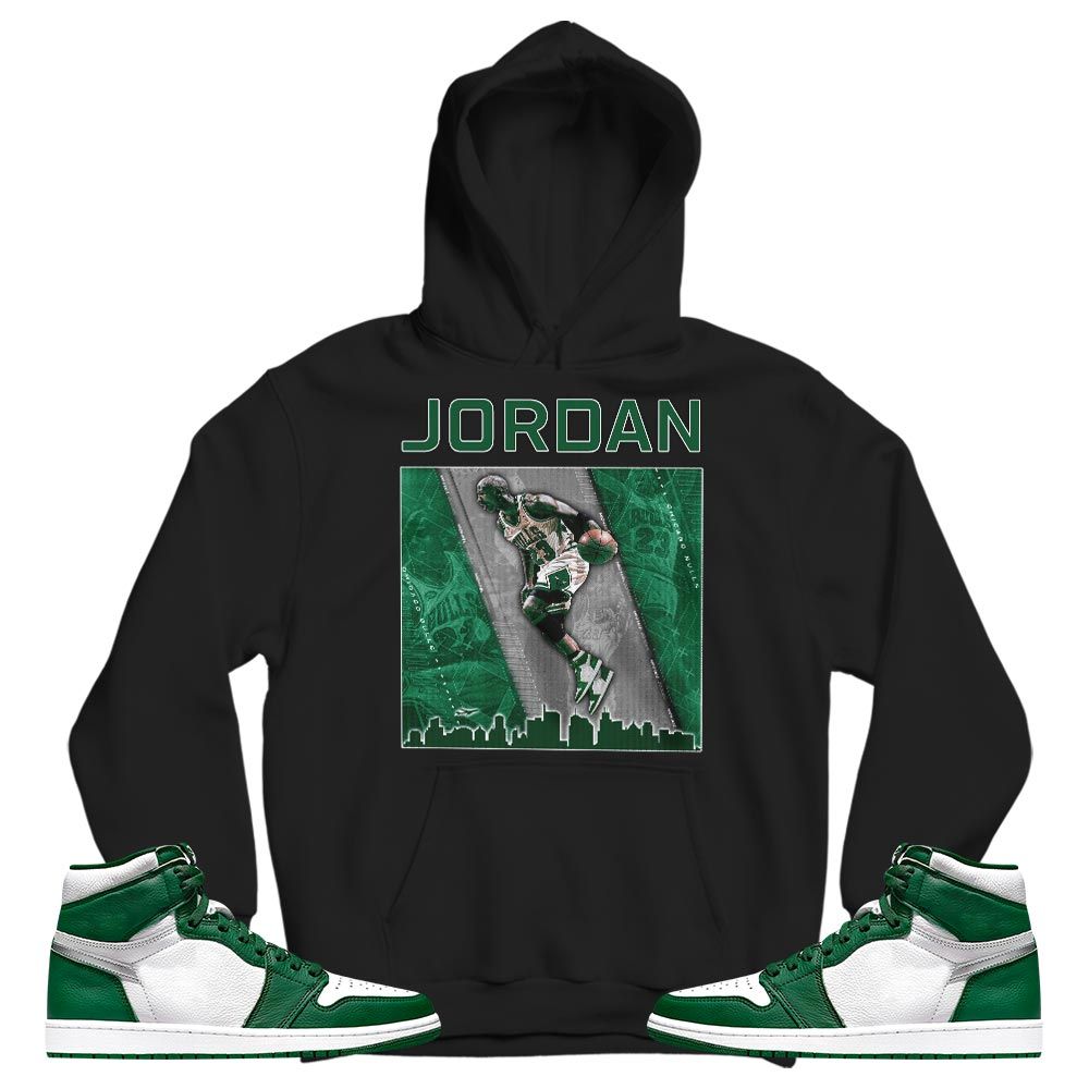 Custom 23 City Sneaker Shirt Match High Gorge Green 1s, Jordan 1 Retro High Gorge Green MKO T-Shirt