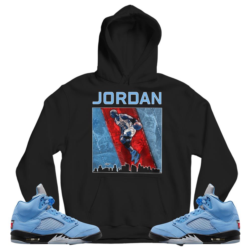 Custom 23 City Sneaker Shirt Match Retro University Blue 5s, Jordan 5 University Blue MKO T-Shirt