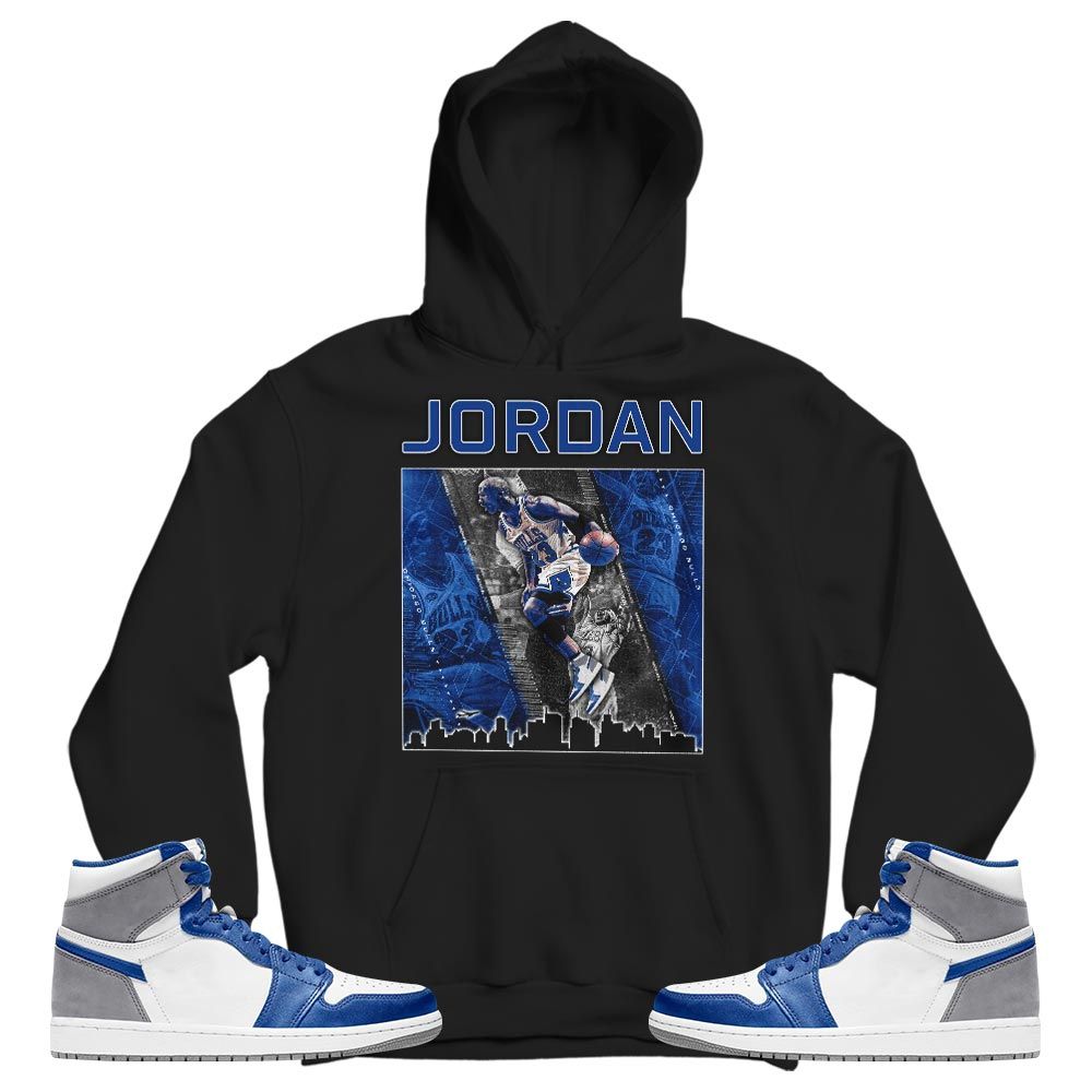 Custom 23 City Sneaker Shirt Match True Blue 1s, Jordan 1 High OG True Blue MKO T-Shirt
