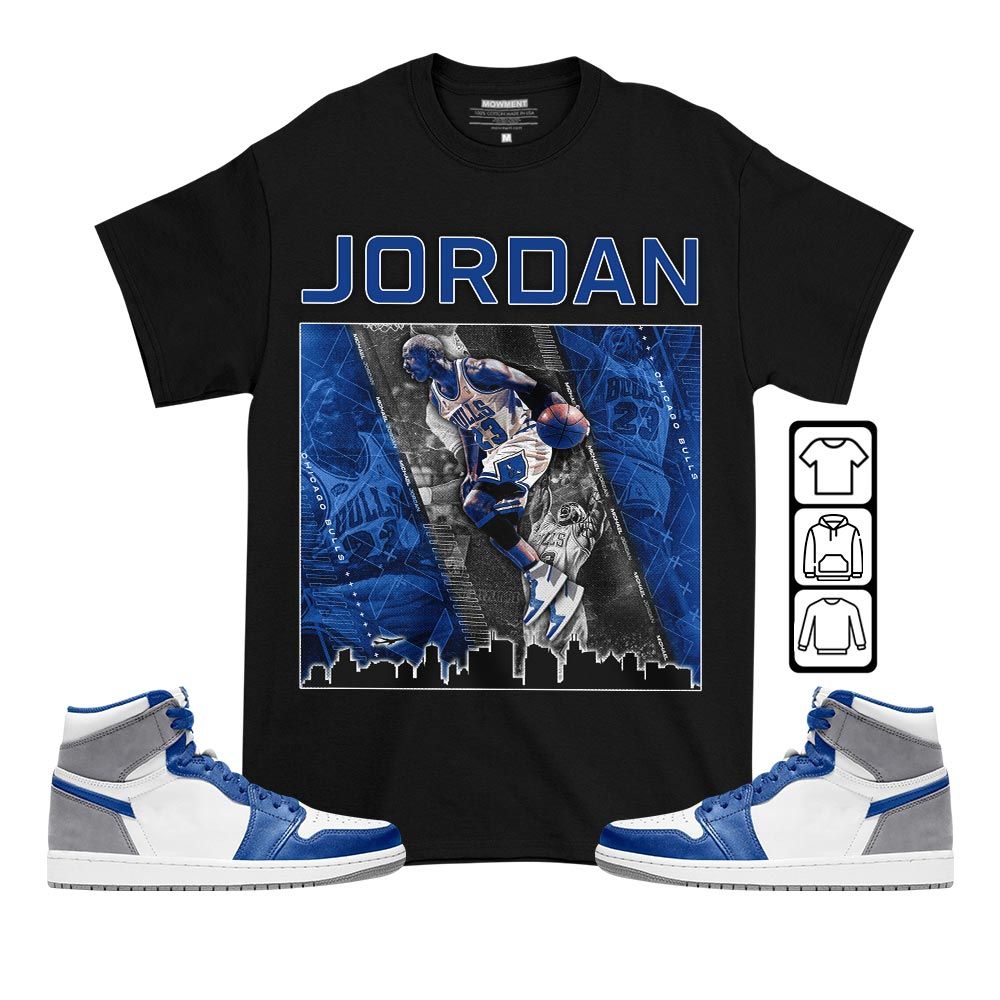 Custom 23 City Sneaker Shirt Match True Blue 1s, Jordan 1 High OG True Blue MKO T-Shirt Custom 23 City Sneaker Shirt Match True Blue 1s, Jordan 1 High OG True Blue MKO T-Shirt