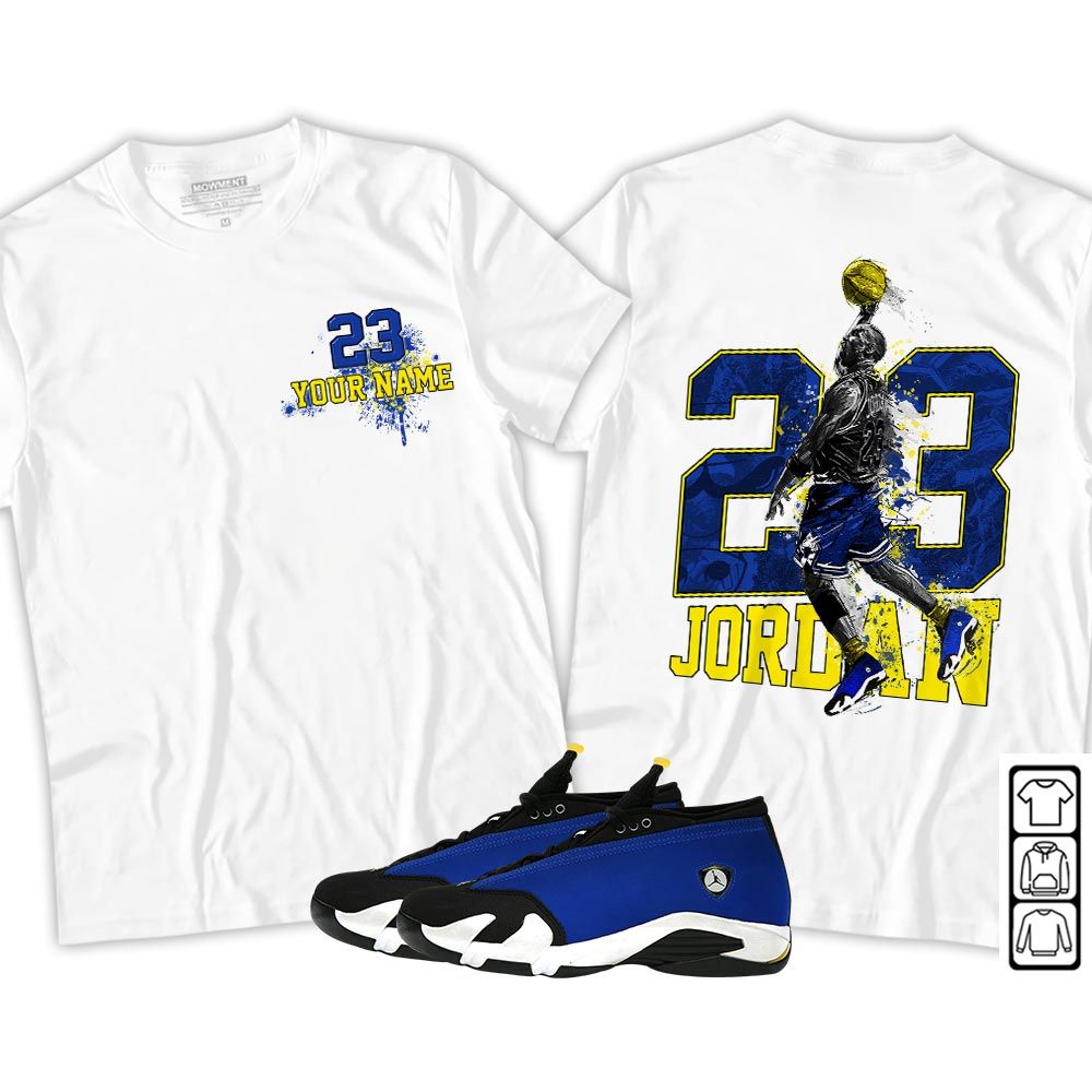 Custom 23 Jordan Sneaker Shirt Match 2023 Blue Laney 14s, Jordan 14 Laney MKO T-Shirt Custom 23 Jordan Sneaker Shirt Match 2023 Blue Laney 14s, Jordan 14 Laney MKO T-Shirt