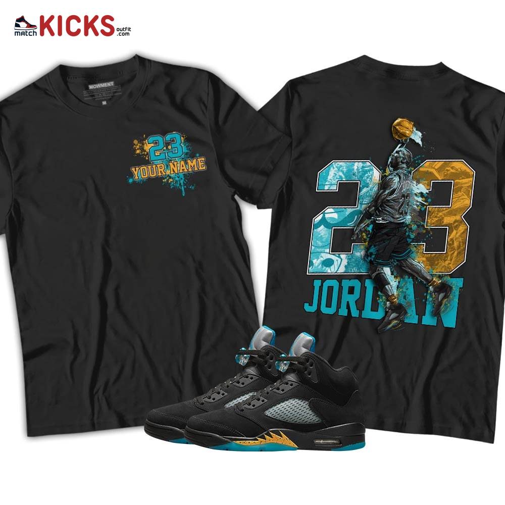 Custom 23 Jordan Sneaker Shirt Match 2023 Retro Aqua 5s, Jordan 5 Aqua MKO T-Shirt Custom 23 Jordan Sneaker Shirt Match 2023 Retro Aqua 5s, Jordan 5 Aqua MKO T-Shirt