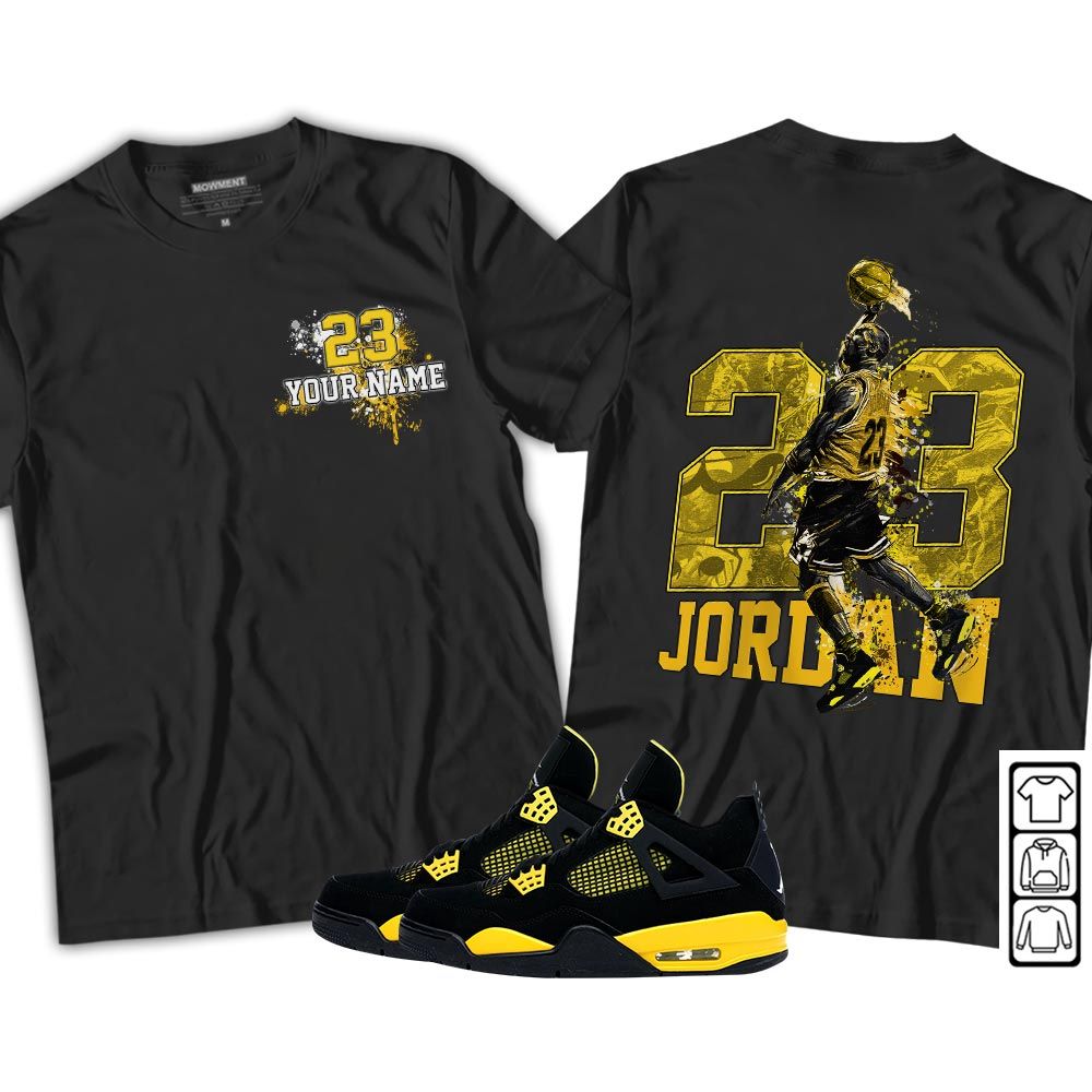 Custom 23 Jordan Sneaker Shirt Match 2023 Thunder 4s, Jordan Retro 4 Thunder MKO Hoodie Custom 23 Jordan Sneaker Shirt Match 2023 Thunder 4s, Jordan Retro 4 Thunder MKO Hoodie
