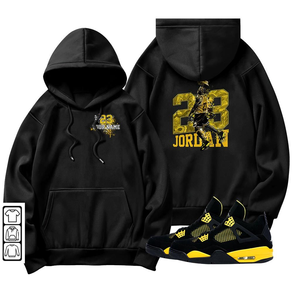 Custom 23 Jordan Sneaker Shirt Match 2023 Thunder 4s, Jordan Retro 4 Thunder MKO Hoodie Custom 23 Jordan Sneaker Shirt Match 2023 Thunder 4s, Jordan Retro 4 Thunder MKO Hoodie