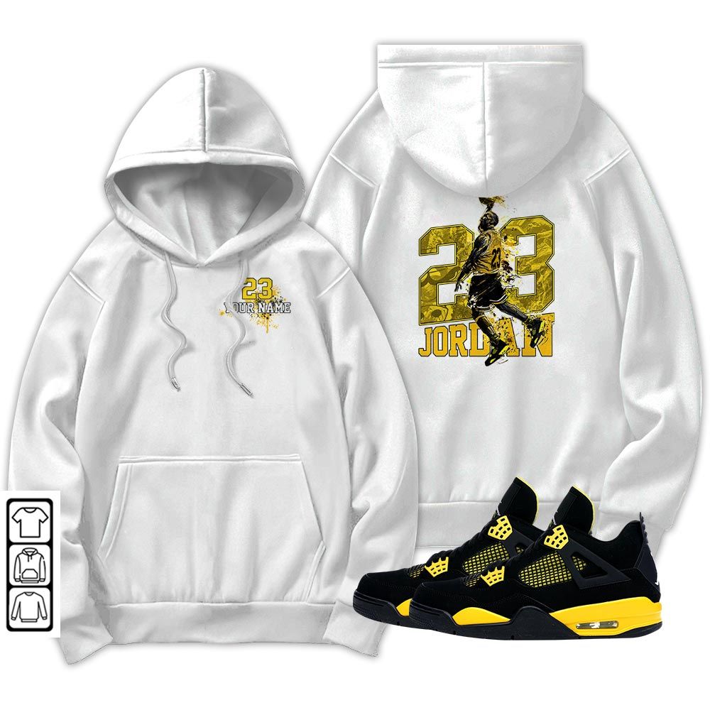 Custom 23 Jordan Sneaker Shirt Match 2023 Thunder 4s, Jordan Retro 4 Thunder MKO T-Shirt