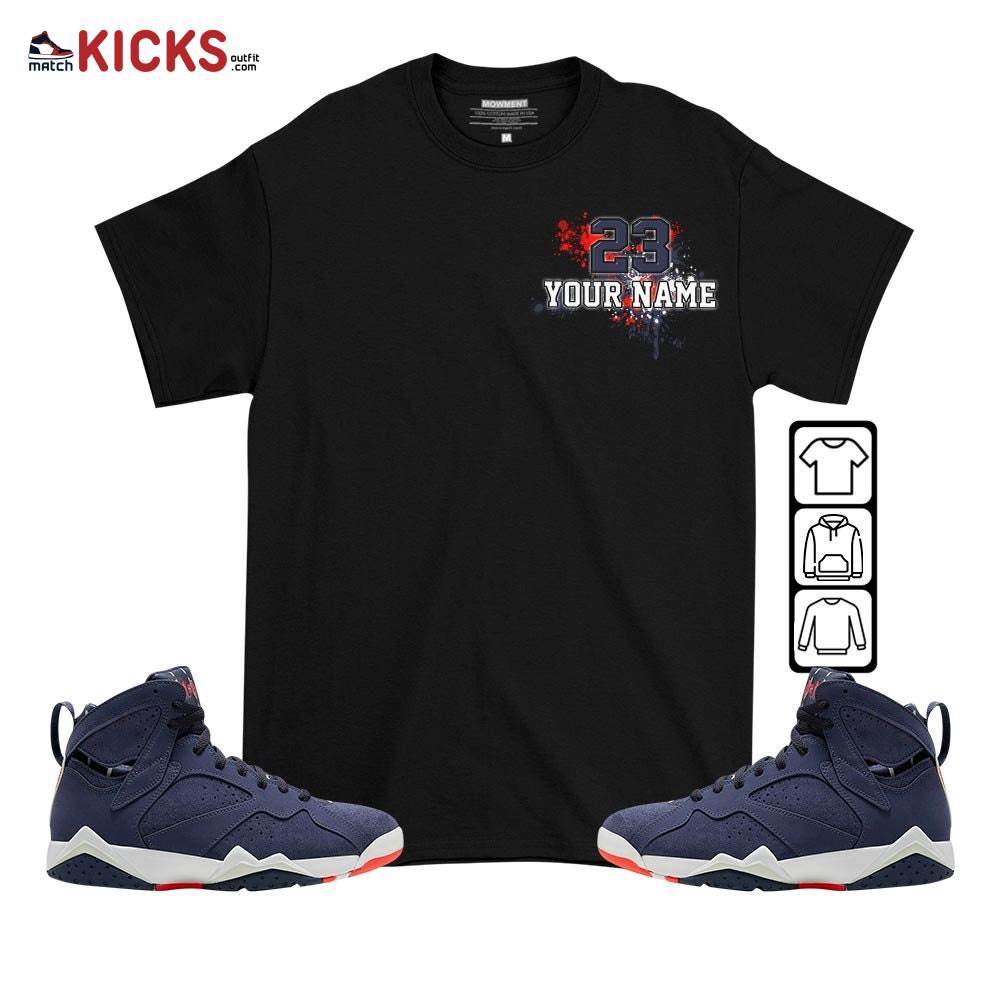 Custom 23 Jordan Sneaker Shirt Match 7 Neutral Indigo, Jordan 7 Quai 54 MKO T-Shirt