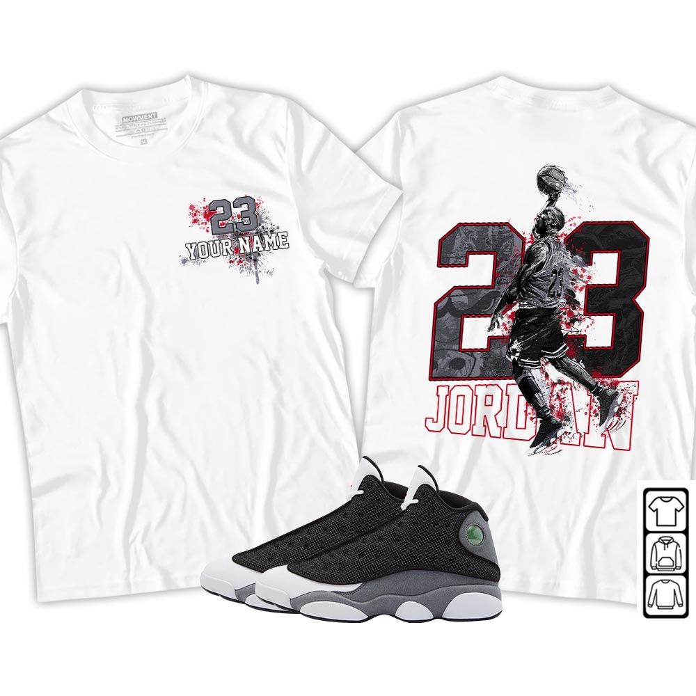 Custom 23 Jordan Sneaker Shirt Match Black Flint 13s, Jordan Retro 13 Black Flint MKO Hoodie