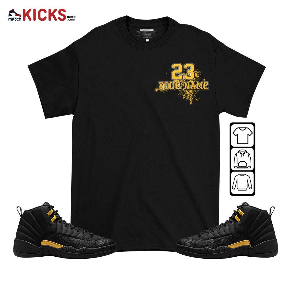Custom 23 Jordan Sneaker Shirt Match Black Taxi 12s, Jordan 12 Retro Black Taxi MKO T-Shirt