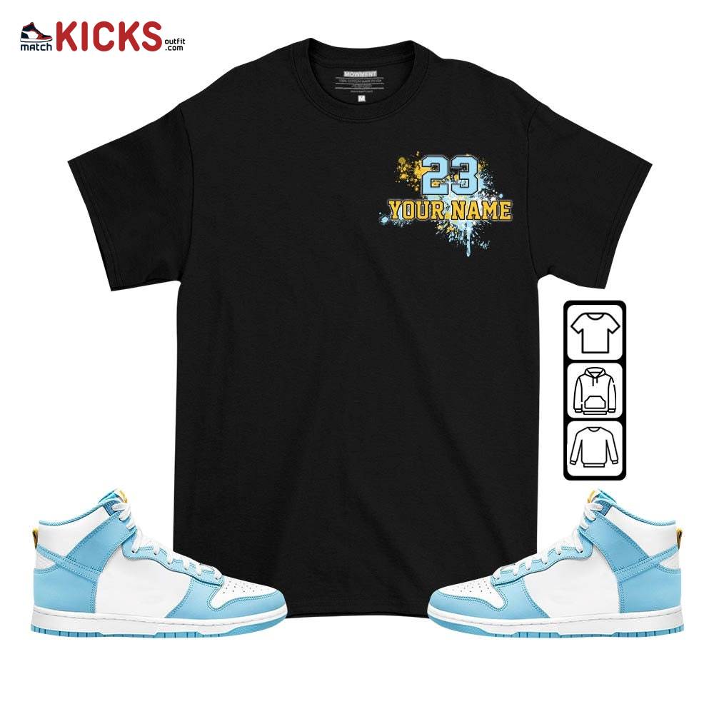 Custom 23 Jordan Sneaker Shirt Match Dunk High Blue Chill, Dunk High Homer Simpson MKO T-Shirt