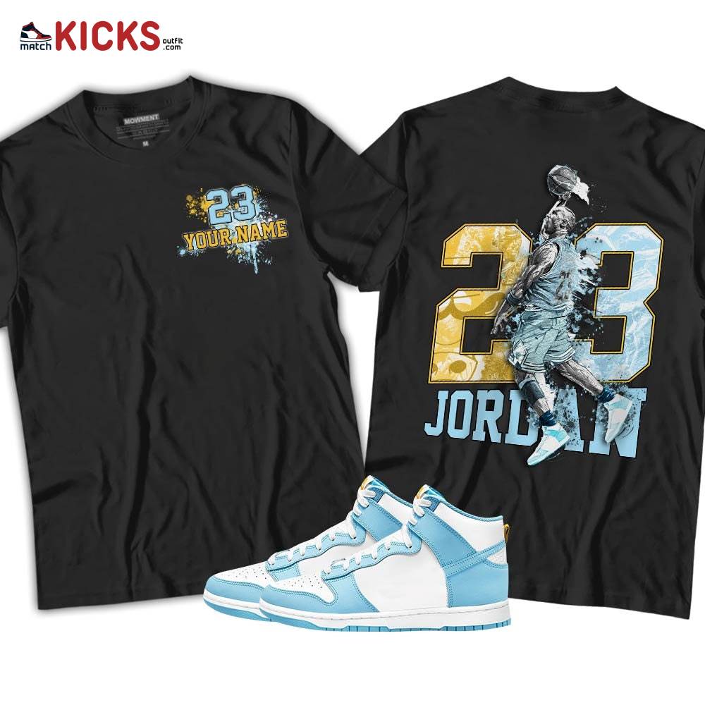 Custom 23 Jordan Sneaker Shirt Match Dunk High Blue Chill, Dunk High Homer Simpson MKO T-Shirt