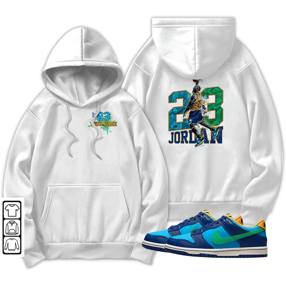 Custom 23 Jordan Sneaker Shirt Match Dunk Low GS Kyrie, Dunk Low GS Electric Algae MKO T-Shirt