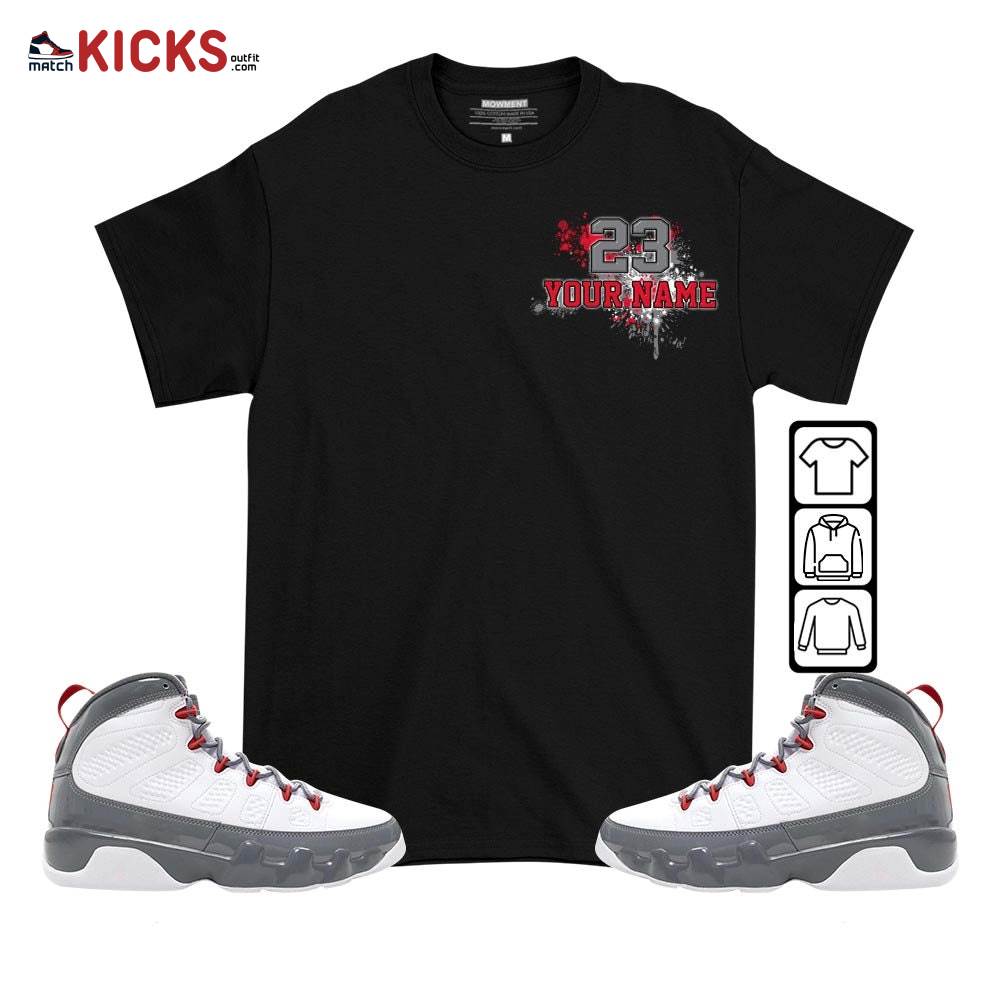 Custom 23 Jordan Sneaker Shirt Match Fire Red 9s, Jordan 9 Retro Fire Red MKO T-Shirt