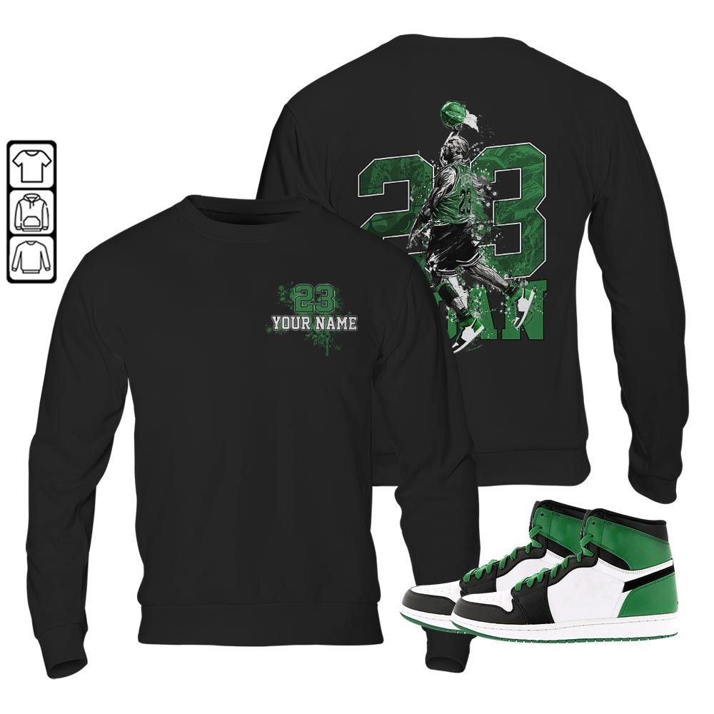 Custom 23 Jordan Sneaker Shirt Match Lucky Green 1s, Jordan 1 Lucky Green MKO T-Shirt Custom 23 Jordan Sneaker Shirt Match Lucky Green 1s, Jordan 1 Lucky Green MKO T-Shirt