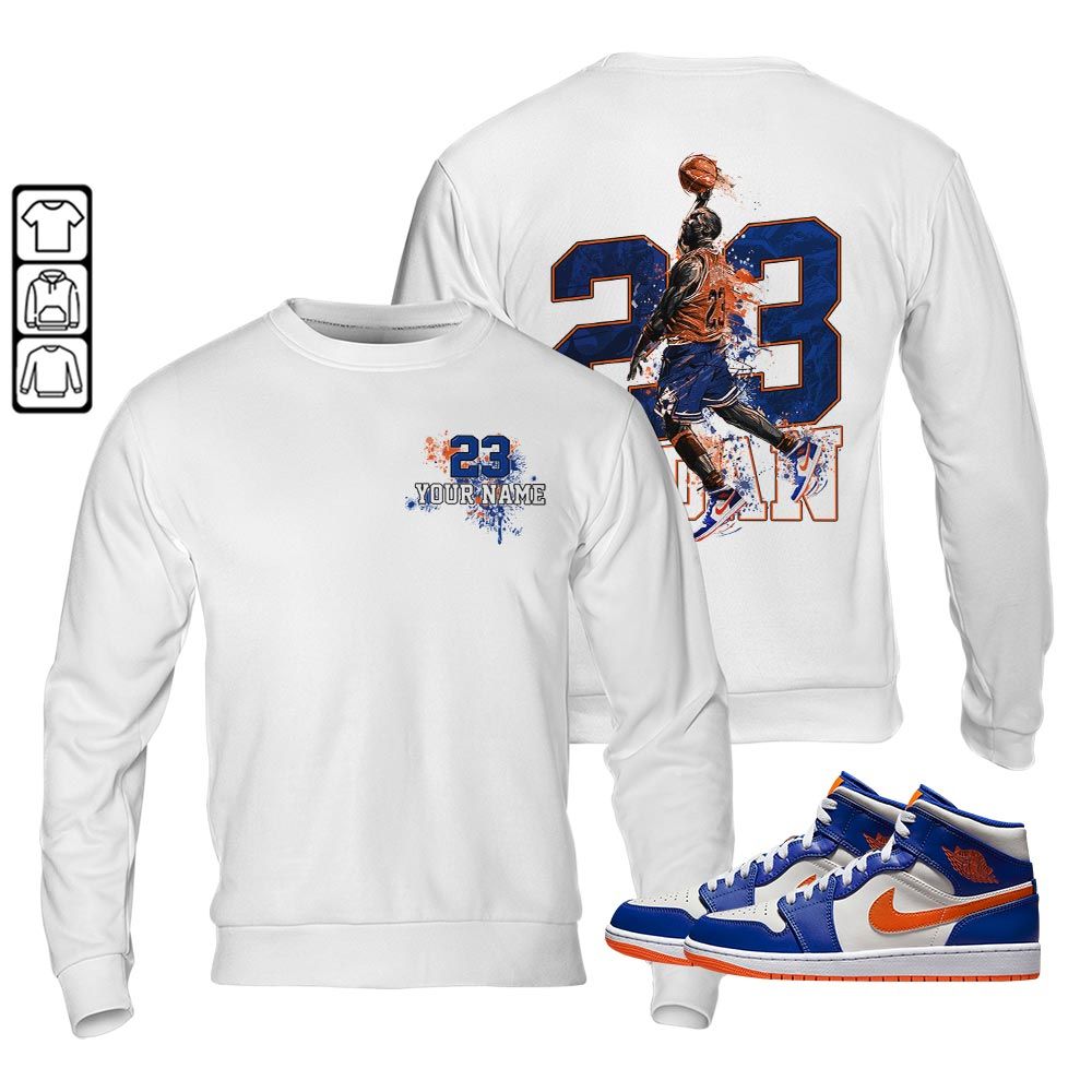 Custom 23 Jordan Sneaker Shirt Match Mid Knicks 1s, Jordan 1 Mid Knicks MKO Hoodie Custom 23 Jordan Sneaker Shirt Match Mid Knicks 1s, Jordan 1 Mid Knicks MKO Hoodie