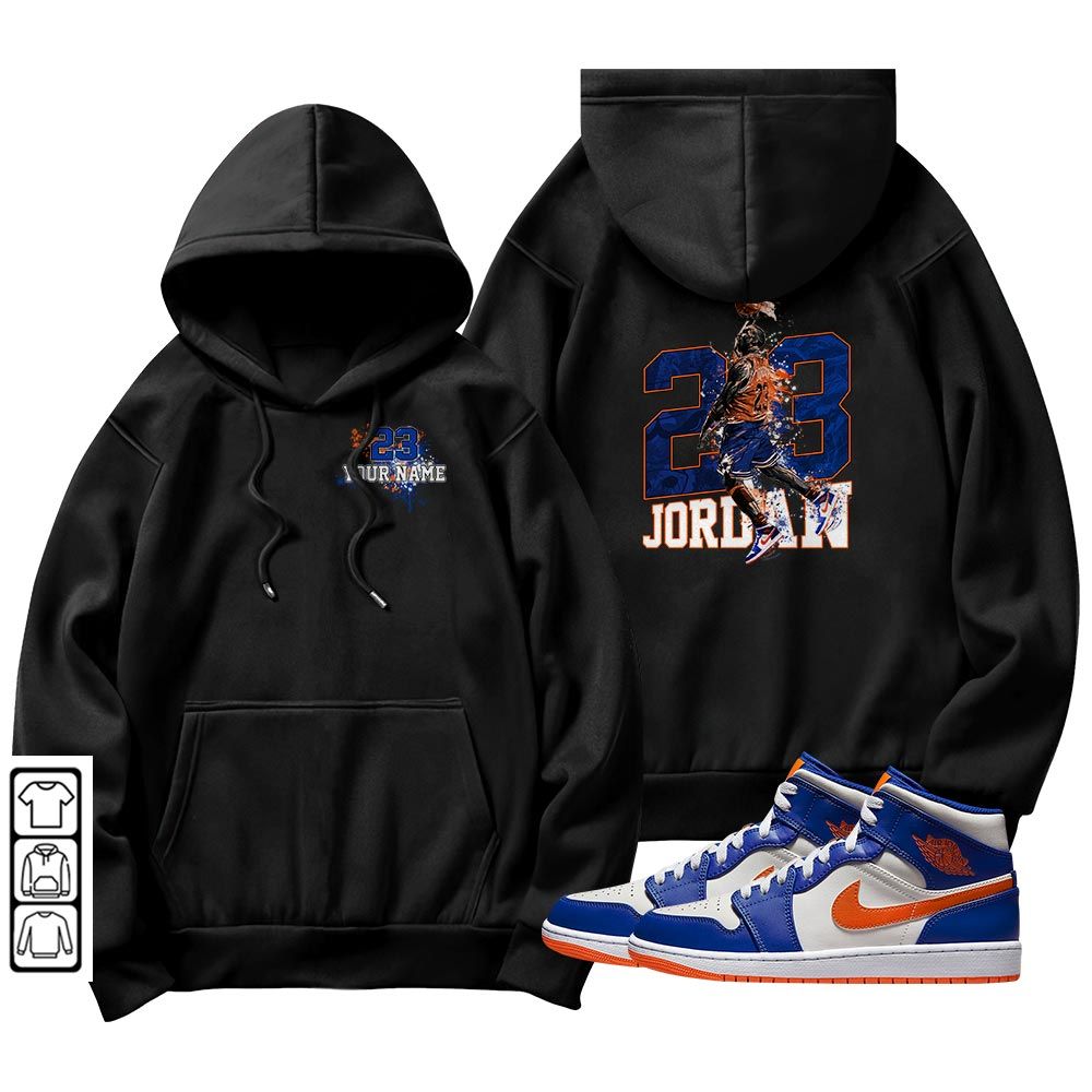 Custom 23 Jordan Sneaker Shirt Match Mid Knicks 1s, Jordan 1 Mid Knicks MKO T-Shirt Custom 23 Jordan Sneaker Shirt Match Mid Knicks 1s, Jordan 1 Mid Knicks MKO T-Shirt