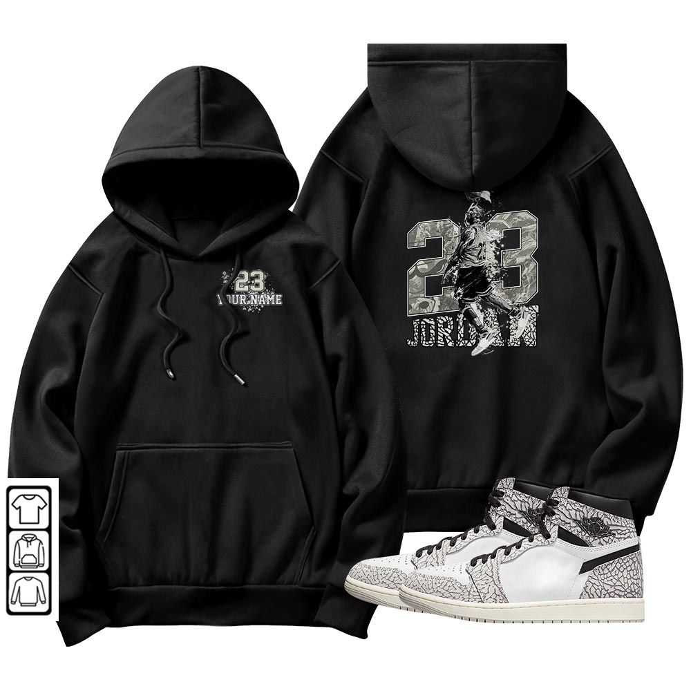 Custom 23 Jordan Sneaker Shirt Match OG Elephant 1s, Jordan 1 White Cement MKO T-Shirt Custom 23 Jordan Sneaker Shirt Match OG Elephant 1s, Jordan 1 White Cement MKO T-Shirt