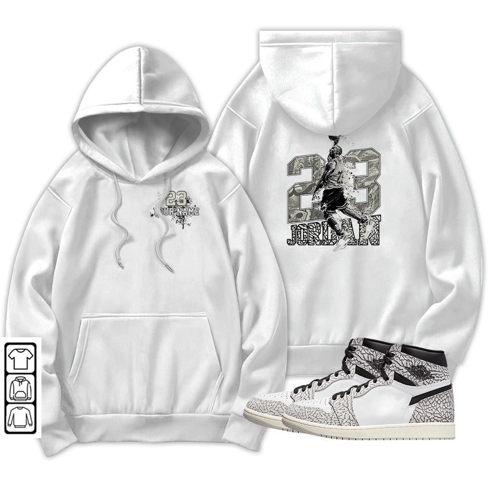 Custom 23 Jordan Sneaker Shirt Match OG Elephant 1s, Jordan 1 White Cement MKO T-Shirt Custom 23 Jordan Sneaker Shirt Match OG Elephant 1s, Jordan 1 White Cement MKO T-Shirt