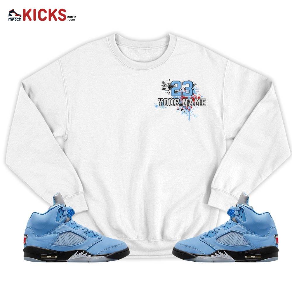 Custom 23 Jordan Sneaker Shirt Match Retro University Blue 5s, Jordan 5 University Blue MKO T-Shirt Custom 23 Jordan Sneaker Shirt Match Retro University Blue 5s, Jordan 5 University Blue MKO T-Shirt