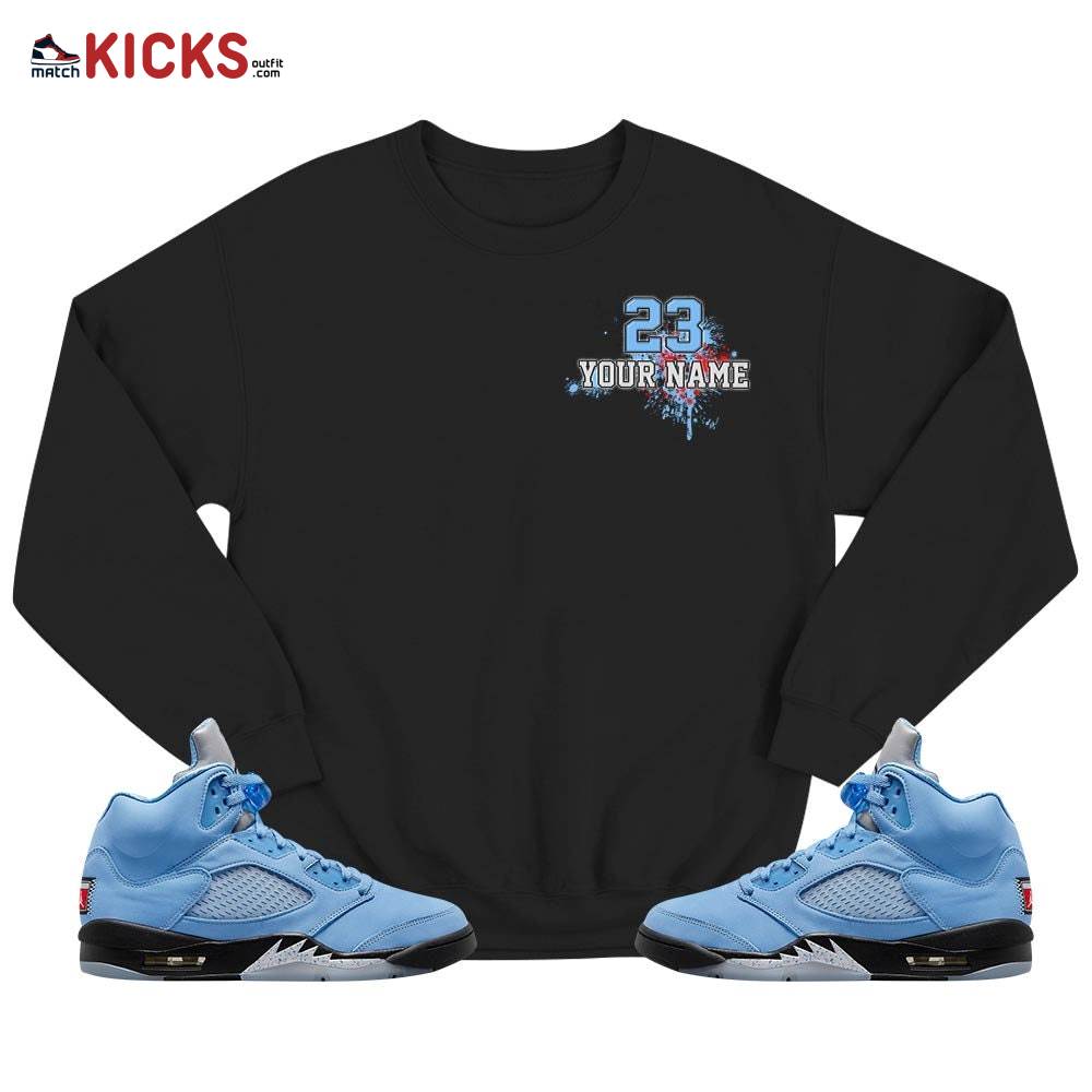 Custom 23 Jordan Sneaker Shirt Match Retro University Blue 5s, Jordan 5 University Blue MKO T-Shirt Custom 23 Jordan Sneaker Shirt Match Retro University Blue 5s, Jordan 5 University Blue MKO T-Shirt