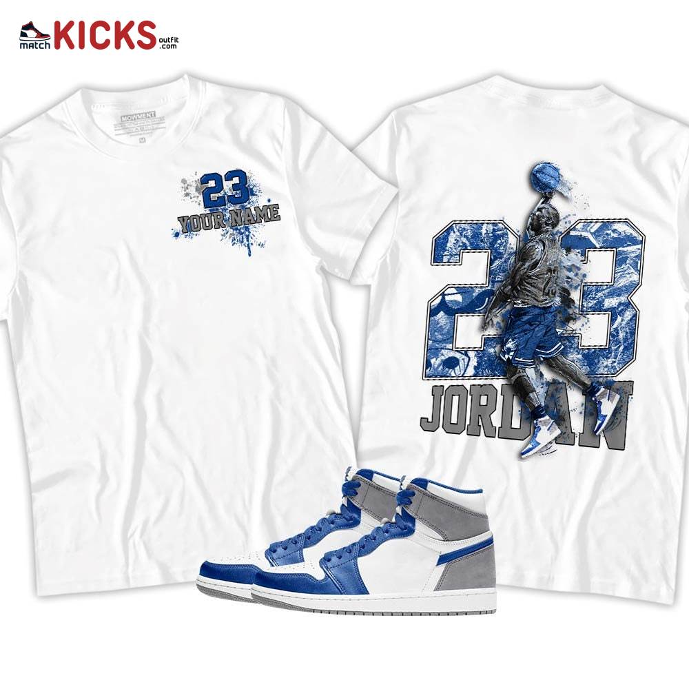 Custom 23 Jordan Sneaker Shirt Match True Blue 1s, Jordan 1 High OG True Blue MKO T-Shirt Custom 23 Jordan Sneaker Shirt Match True Blue 1s, Jordan 1 High OG True Blue MKO T-Shirt