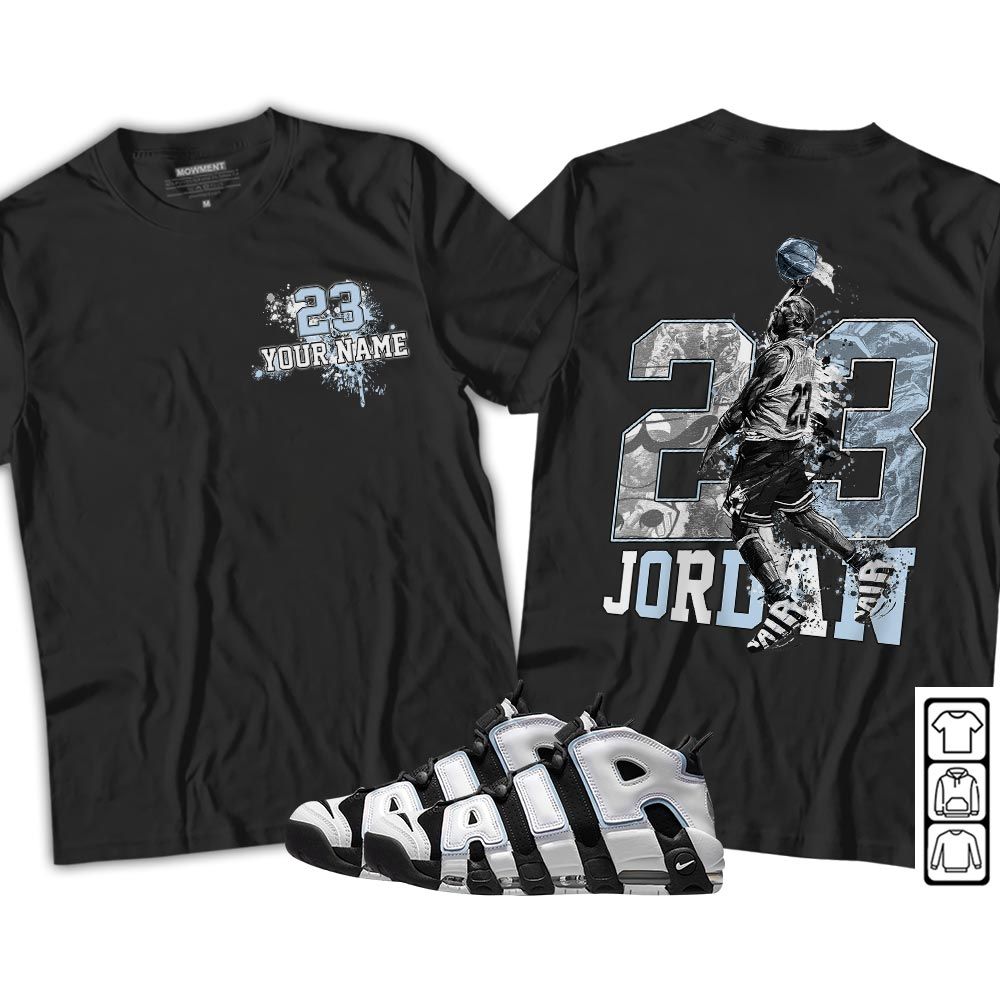 Custom 23 Jordan Sneaker Shirt Match Uptempo Cobalt Bliss, Air More Uptempo Cobalt Bliss MKO T-Shirt