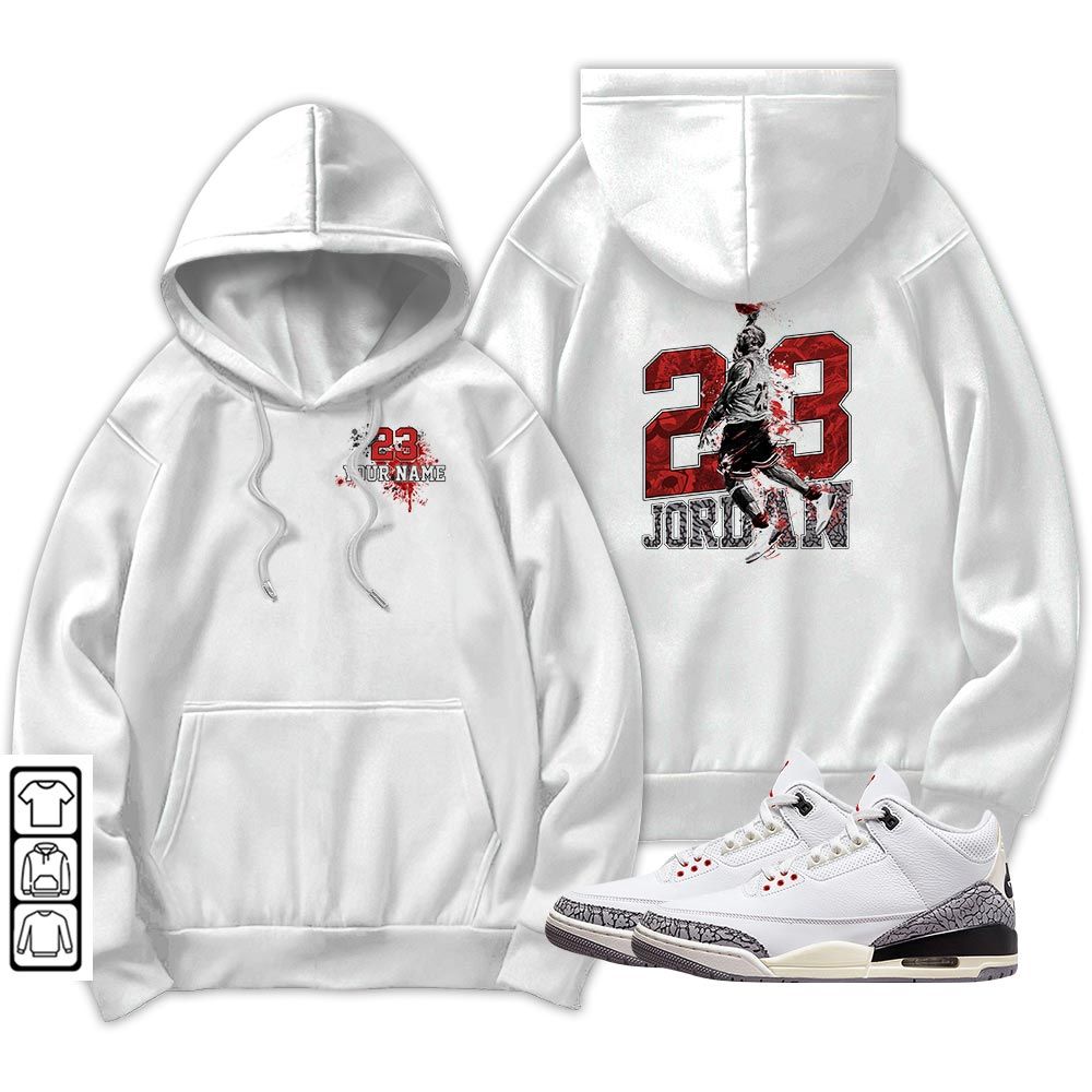 Custom 23 Jordan Sneaker Shirt Match White Cement 3s, Jordan Retro 3 White Cement MKO T-Shirt