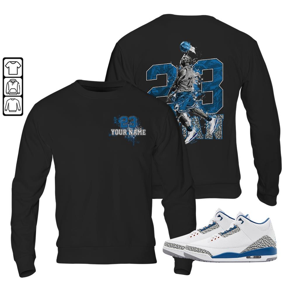 Custom 23 Jordan Sneaker Shirt Match Wizards 3s, Jordan Retro 3 Wizards MKO T-Shirt Custom 23 Jordan Sneaker Shirt Match Wizards 3s, Jordan Retro 3 Wizards MKO T-Shirt
