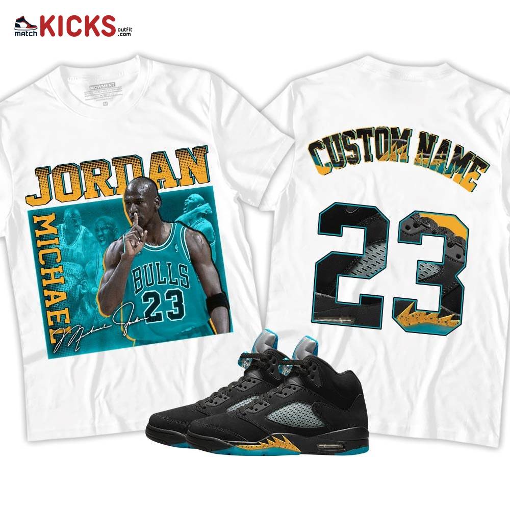 Custom 23JD Signature Sneaker Shirt Match 2023 Retro Aqua 5s, Jordan 5 Aqua MKO T-Shirt Custom 23JD Signature Sneaker Shirt Match 2023 Retro Aqua 5s, Jordan 5 Aqua MKO T-Shirt