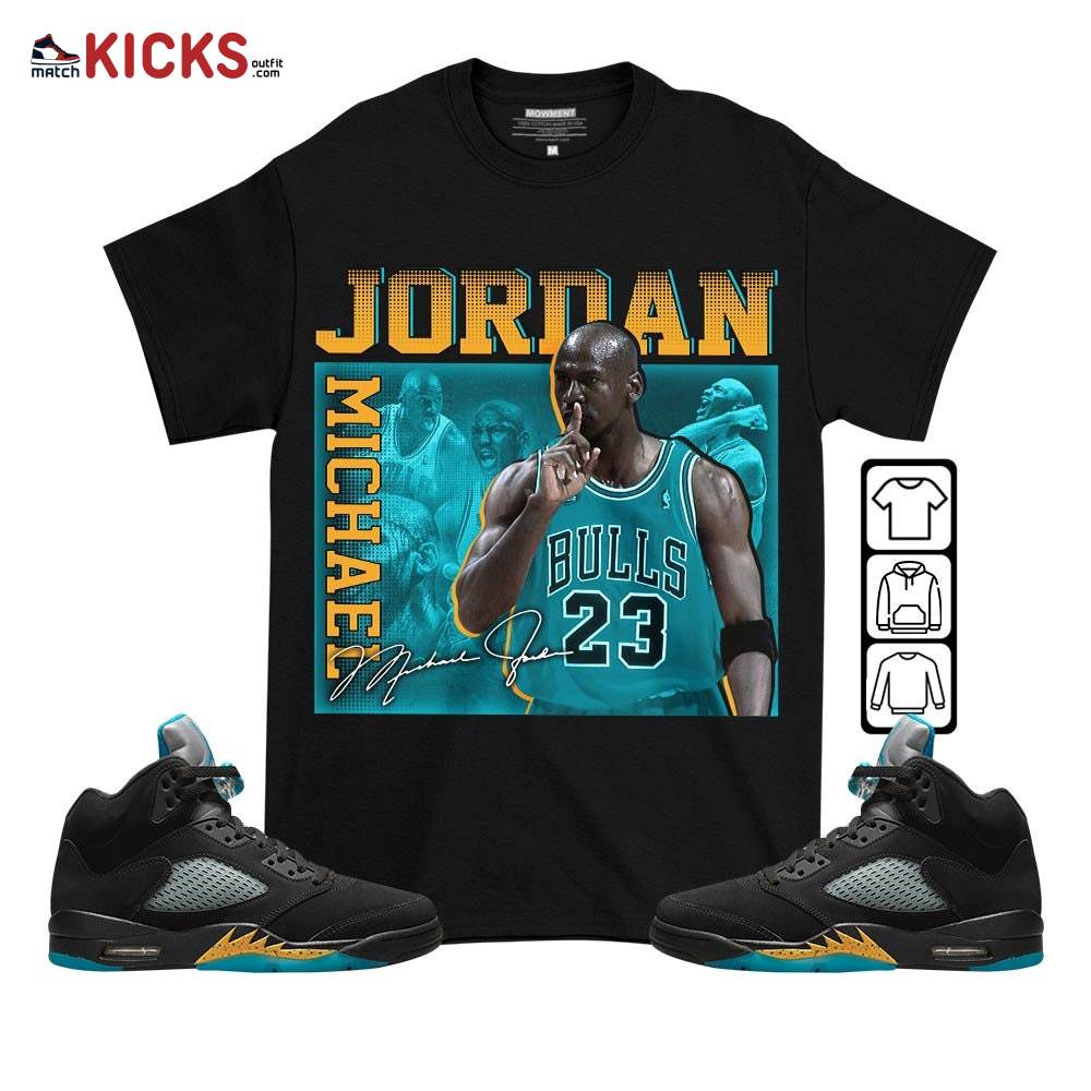 Custom 23JD Signature Sneaker Shirt Match 2023 Retro Aqua 5s, Jordan 5 Aqua MKO T-Shirt