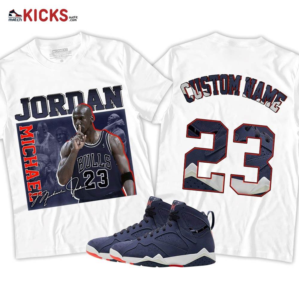 Custom 23JD Signature Sneaker Shirt Match 7 Neutral Indigo, Jordan 7 Quai 54 MKO T-Shirt Custom 23JD Signature Sneaker Shirt Match 7 Neutral Indigo, Jordan 7 Quai 54 MKO T-Shirt