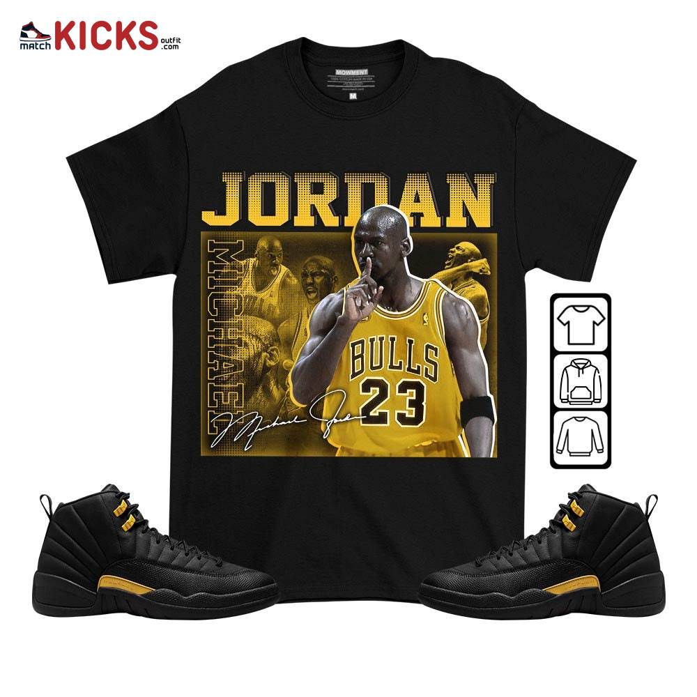 Custom 23JD Signature Sneaker Shirt Match Black Taxi 12s, Jordan 12 Retro Black Taxi MKO T-Shirt