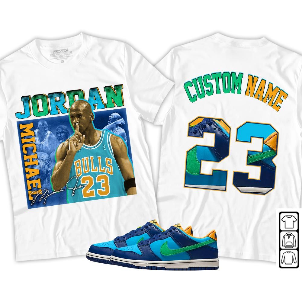 Custom 23JD Signature Sneaker Shirt Match Dunk Low GS Kyrie, Dunk Low GS Electric Algae MKO Hoodie