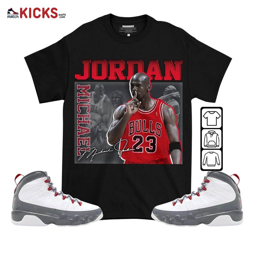 Custom 23JD Signature Sneaker Shirt Match Fire Red 9s, Jordan 9 Retro Fire Red MKO T-Shirt