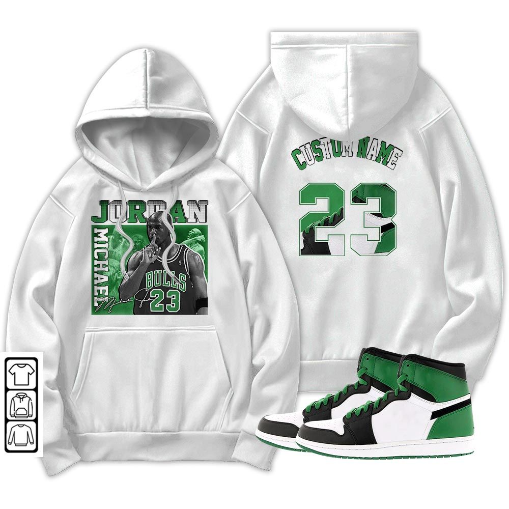 Custom 23JD Signature Sneaker Shirt Match Lucky Green 1s, Jordan 1 Lucky Green MKO T-Shirt