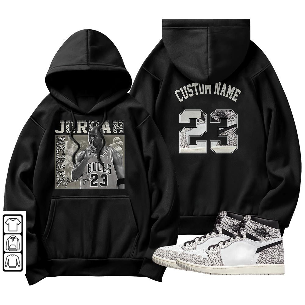 Custom 23JD Signature Sneaker Shirt Match OG Elephant 1s, Jordan 1 White Cement MKO T-Shirt Custom 23JD Signature Sneaker Shirt Match OG Elephant 1s, Jordan 1 White Cement MKO T-Shirt