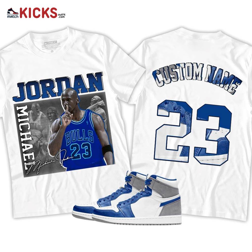 Custom 23JD Signature Sneaker Shirt Match True Blue 1s, Jordan 1 High OG True Blue MKO T-Shirt Custom 23JD Signature Sneaker Shirt Match True Blue 1s, Jordan 1 High OG True Blue MKO T-Shirt