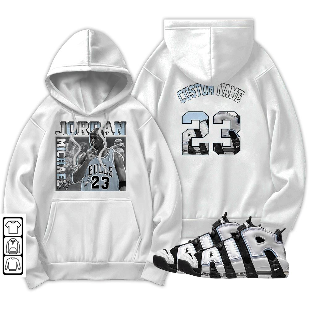 Custom 23JD Signature Sneaker Shirt Match Uptempo Cobalt Bliss, Air More Uptempo Cobalt Bliss MKO T-Shirt