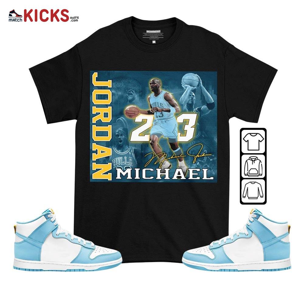 Custom 23JD Signature2 Sneaker Shirt Match Dunk High Blue Chill, Dunk High Homer Simpson MKO T-Shirt Custom 23JD Signature2 Sneaker Shirt Match Dunk High Blue Chill, Dunk High Homer Simpson MKO T-Shirt