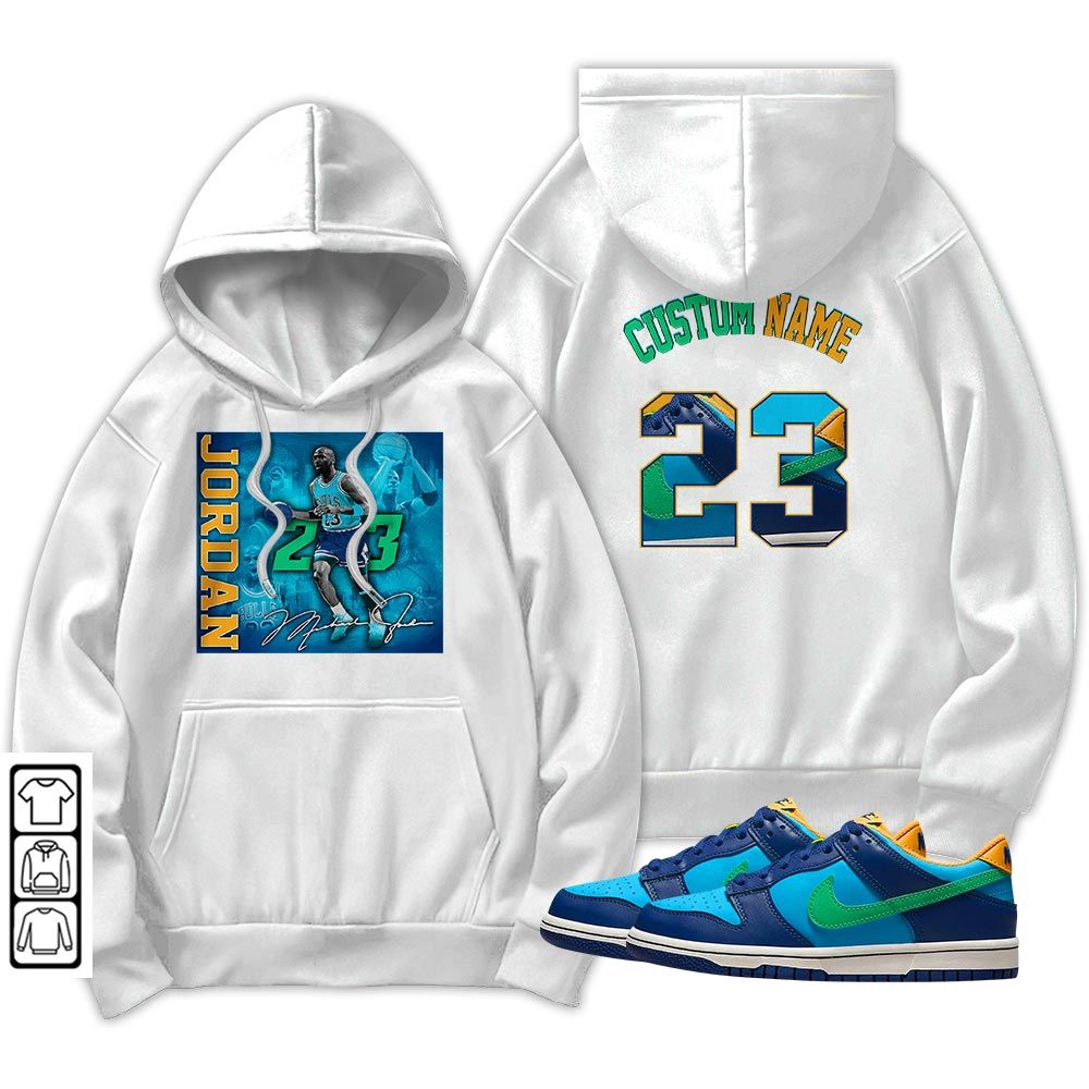 Custom 23JD Signature2 Sneaker Shirt Match Dunk Low GS Kyrie, Dunk Low GS Electric Algae MKO T-Shirt