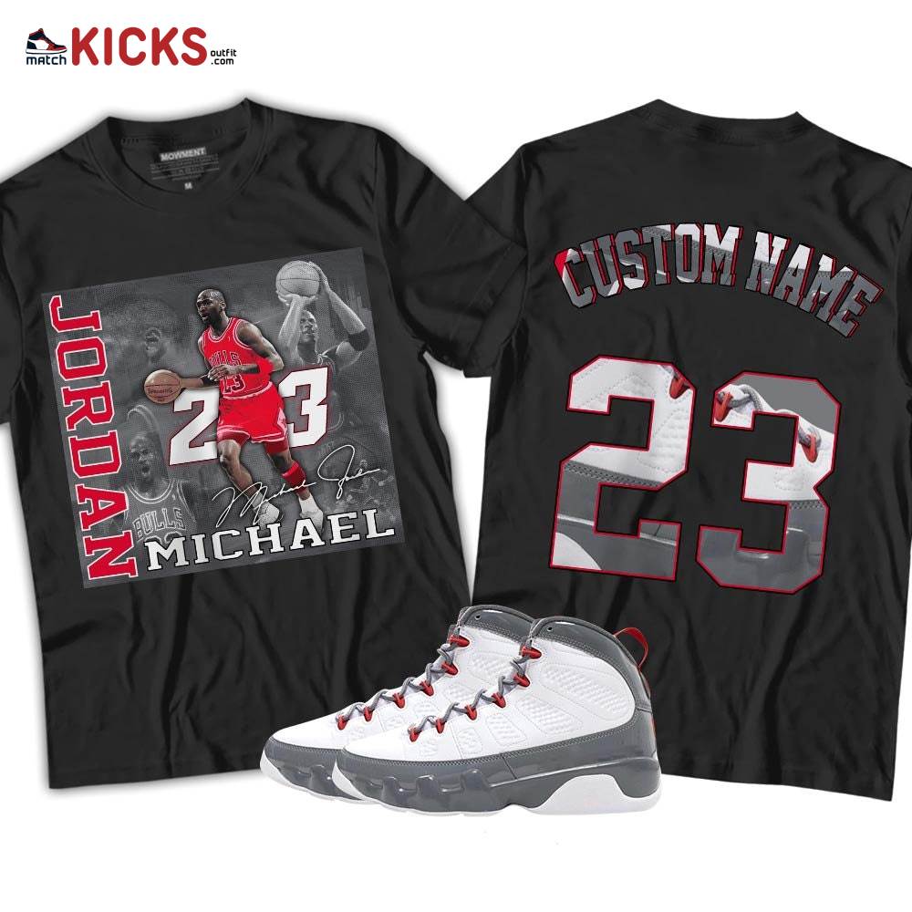 Custom 23JD Signature2 Sneaker Shirt Match Fire Red 9s, Jordan 9 Retro Fire Red MKO T-Shirt Custom 23JD Signature2 Sneaker Shirt Match Fire Red 9s, Jordan 9 Retro Fire Red MKO T-Shirt
