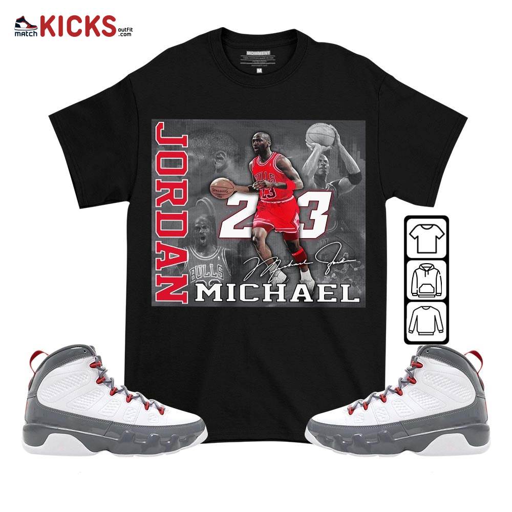 Custom 23JD Signature2 Sneaker Shirt Match Fire Red 9s, Jordan 9 Retro Fire Red MKO T-Shirt