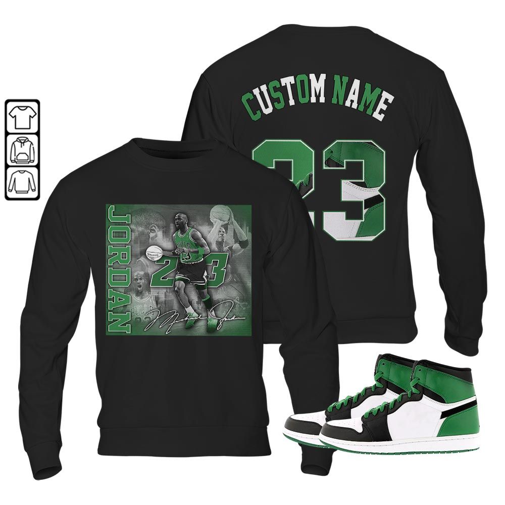 Custom 23JD Signature2 Sneaker Shirt Match Lucky Green 1s, Jordan 1 Lucky Green MKO T-Shirt Custom 23JD Signature2 Sneaker Shirt Match Lucky Green 1s, Jordan 1 Lucky Green MKO T-Shirt
