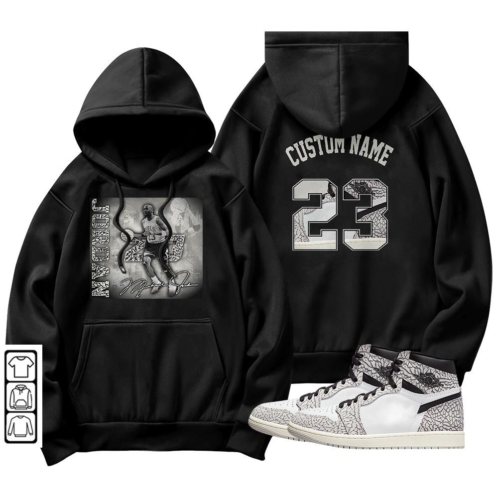 Custom 23JD Signature2 Sneaker Shirt Match OG Elephant 1s, Jordan 1 White Cement MKO T-Shirt Custom 23JD Signature2 Sneaker Shirt Match OG Elephant 1s, Jordan 1 White Cement MKO T-Shirt