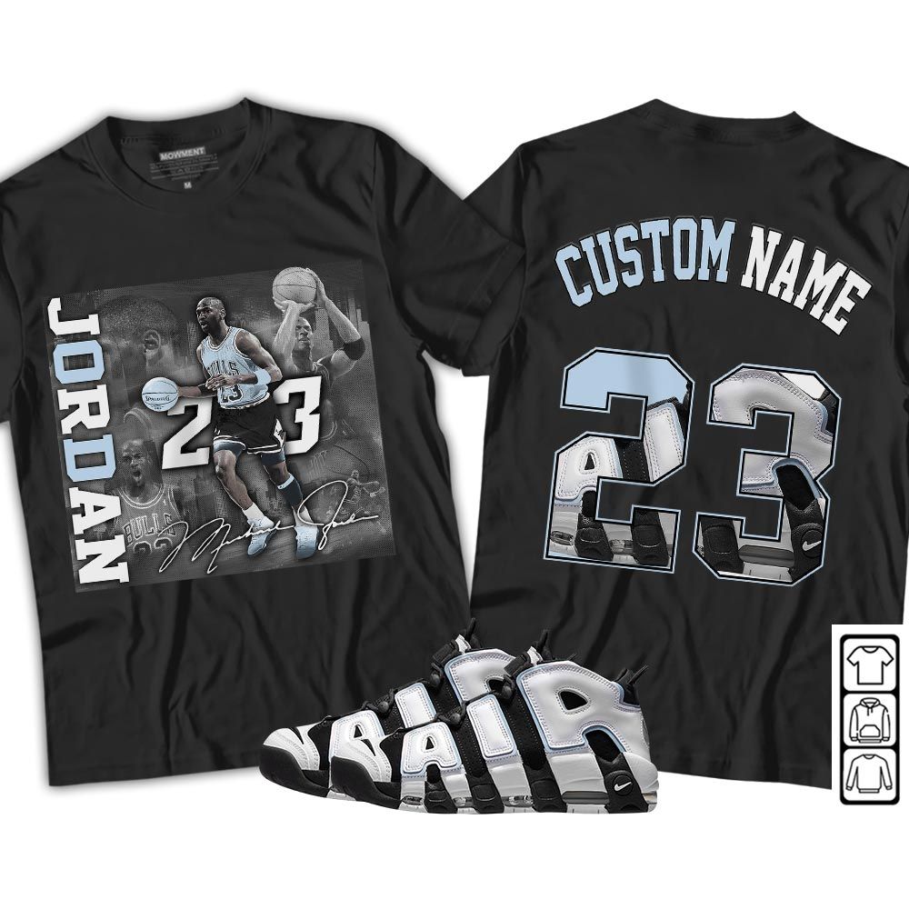 Custom 23JD Signature2 Sneaker Shirt Match Uptempo Cobalt Bliss, Air More Uptempo Cobalt Bliss MKO T-Shirt