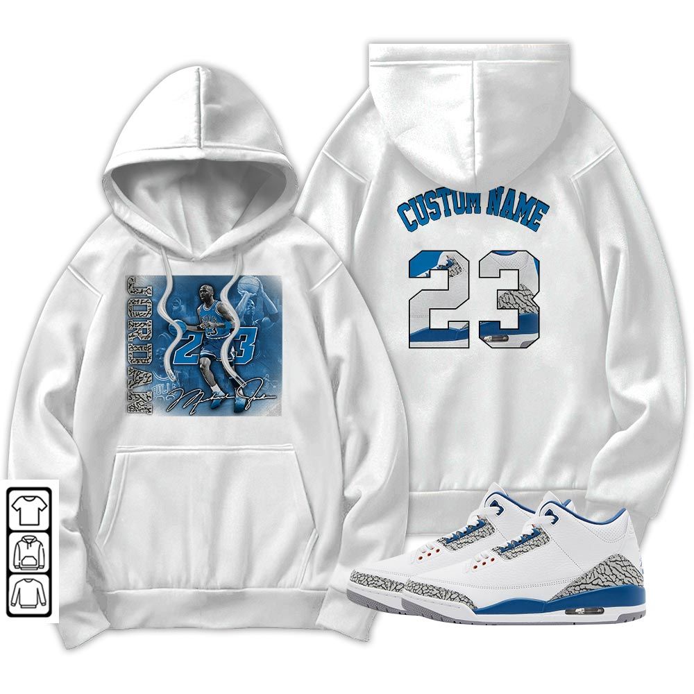 Custom 23JD Signature2 Sneaker Shirt Match Wizards 3s, Jordan Retro 3 Wizards MKO T-Shirt