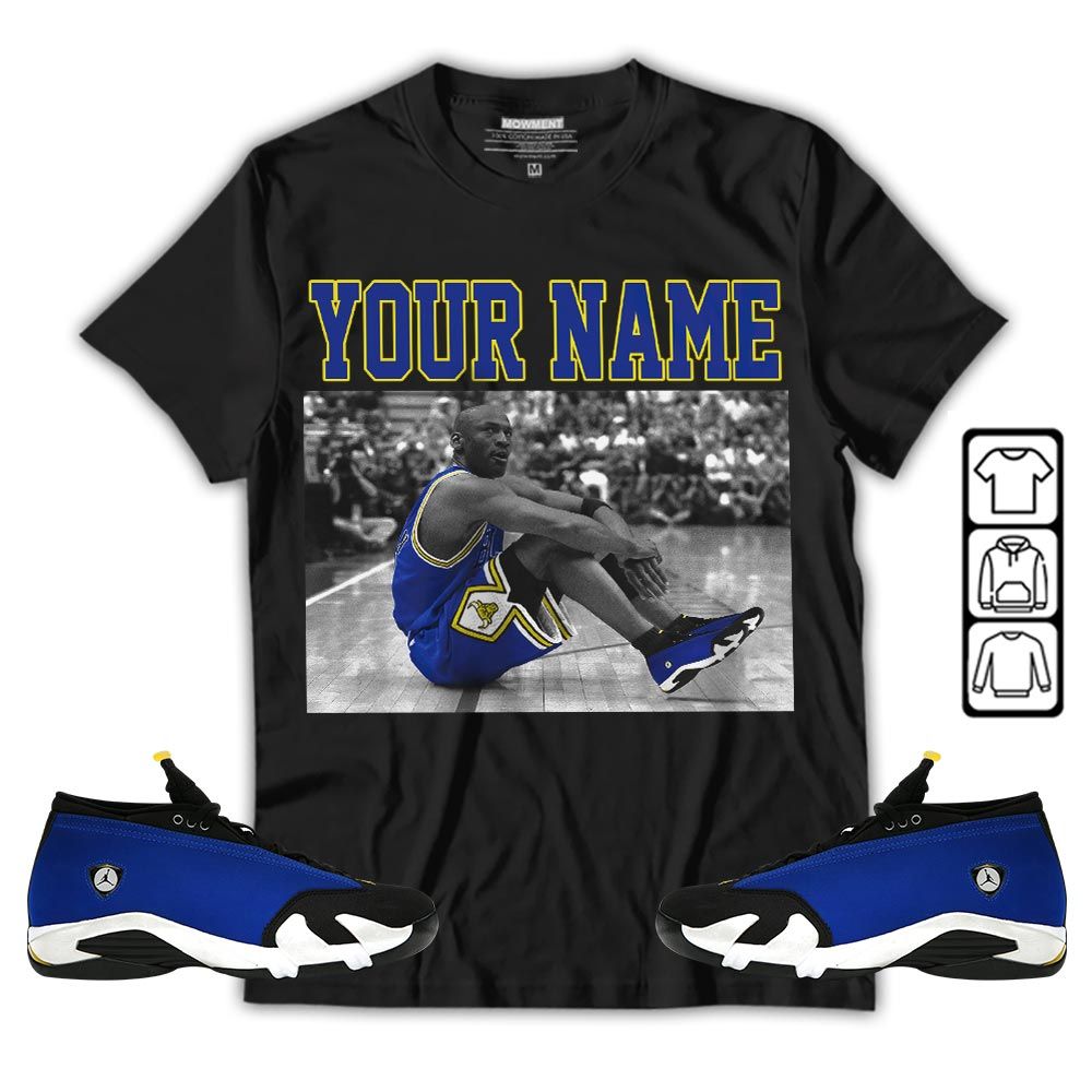 Custom Basketball Goat Number 23 Sneaker Shirt Match 2023 Blue Laney 14s, Jordan 14 Laney MKO Hoodie