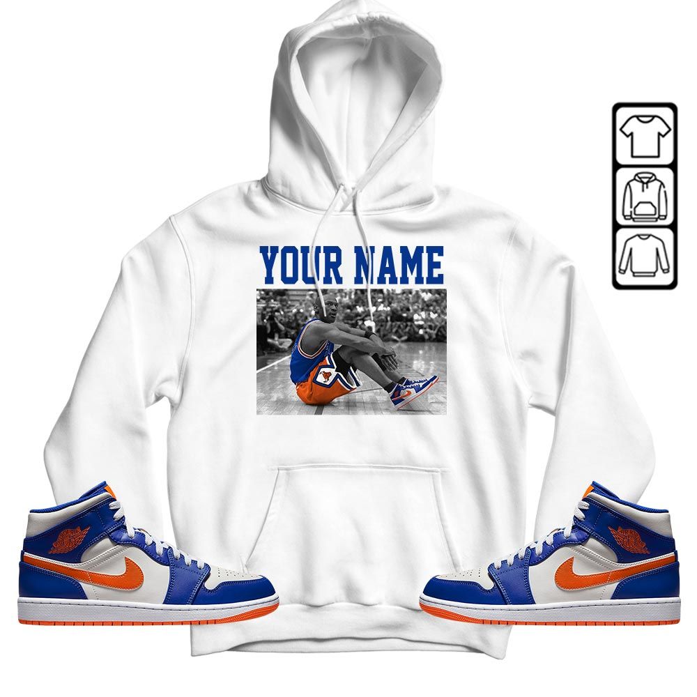 Custom Basketball Goat Number 23 Sneaker Shirt Match Mid Knicks 1s, Jordan 1 Mid Knicks MKO Hoodie Custom Basketball Goat Number 23 Sneaker Shirt Match Mid Knicks 1s, Jordan 1 Mid Knicks MKO Hoodie