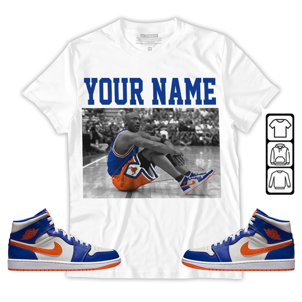 Custom Basketball Goat Number 23 Sneaker Shirt Match Mid Knicks 1s, Jordan 1 Mid Knicks MKO Hoodie