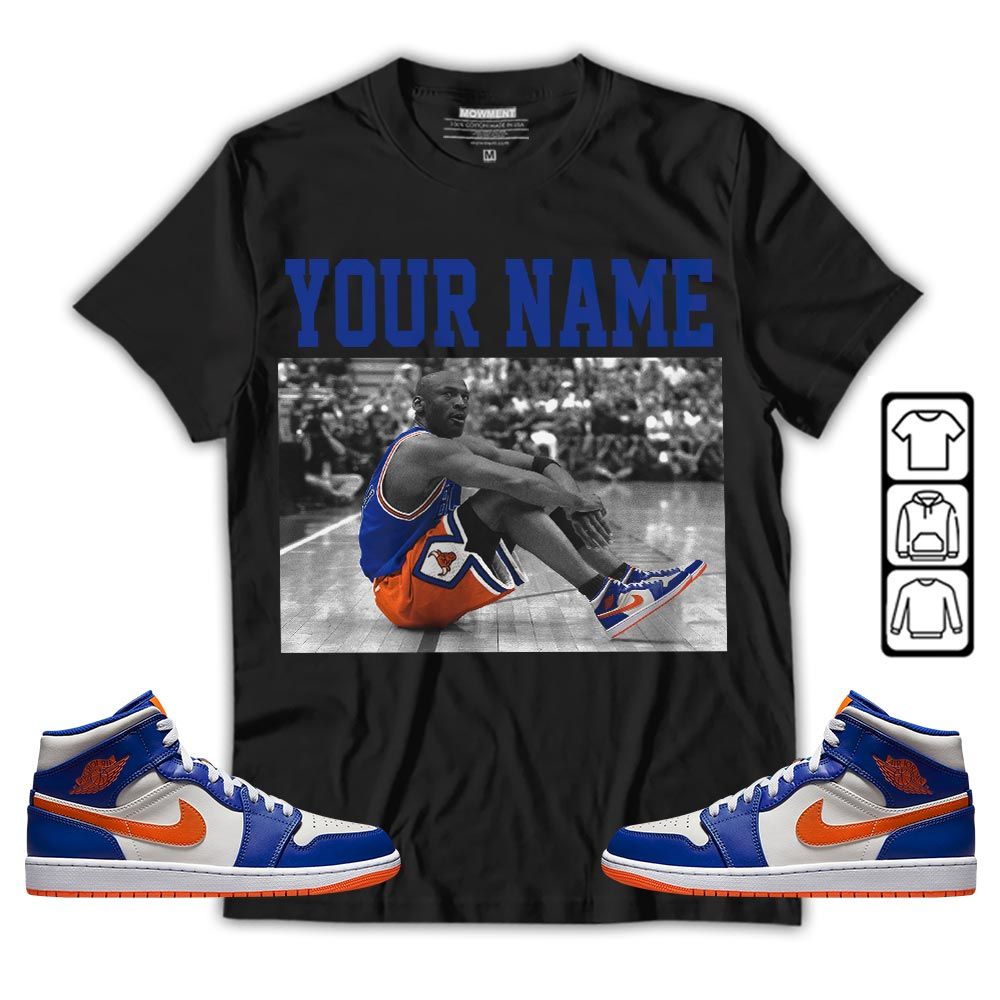Custom Basketball Goat Number 23 Sneaker Shirt Match Mid Knicks 1s, Jordan 1 Mid Knicks MKO T-Shirt Custom Basketball Goat Number 23 Sneaker Shirt Match Mid Knicks 1s, Jordan 1 Mid Knicks MKO T-Shirt